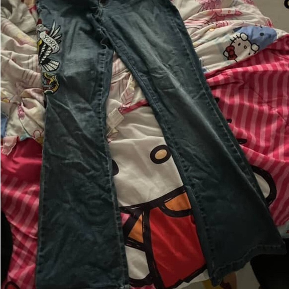 Ed Hardy Denim Jeans with Contrast Stitching